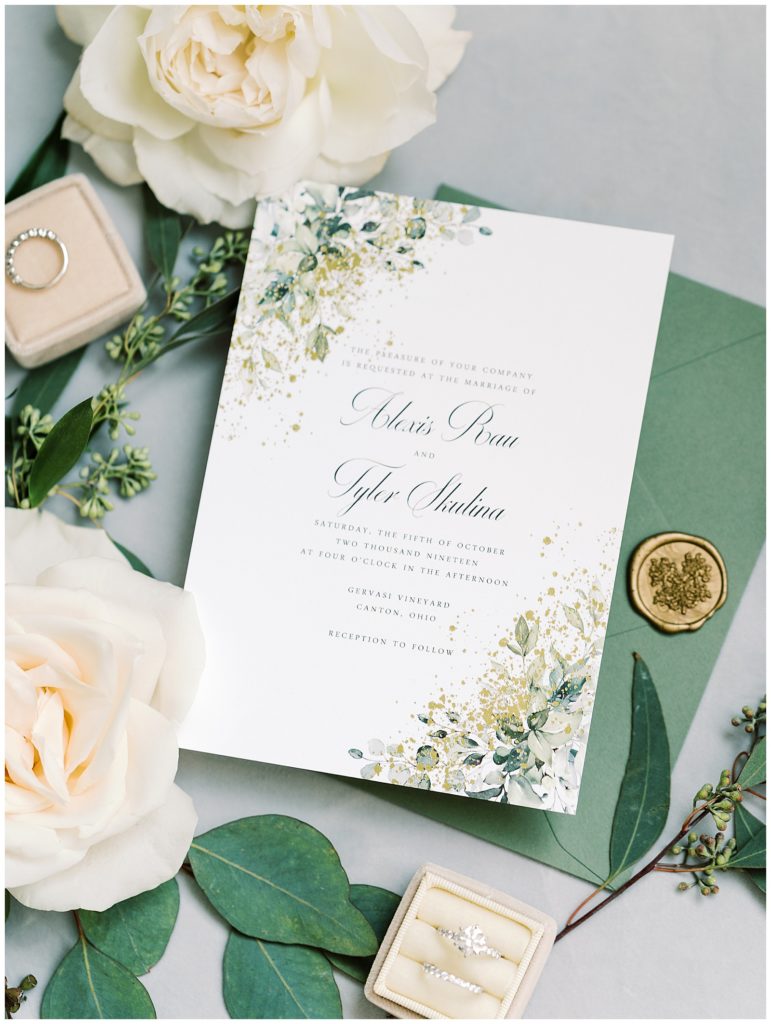 wedding invitation flat-lay 
